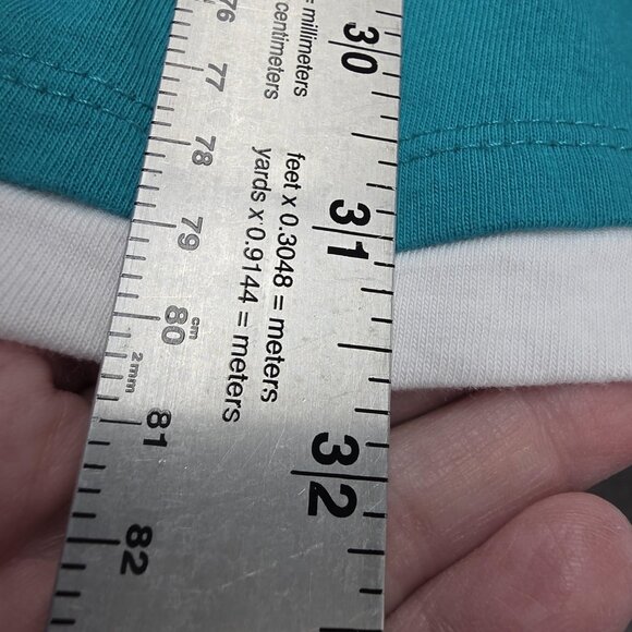 Woman Within Shirt Womens 3X Teal White Layered Look Long Sleeve Cotton - Picture 9 of 9